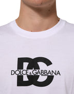 White Logo Print Cotton Crew Neck Men T-shirt