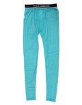 Hellblaue Nylon-Leggings mit Logo-Spitze