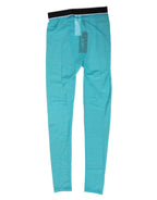 Hellblaue Nylon-Leggings mit Logo-Spitze