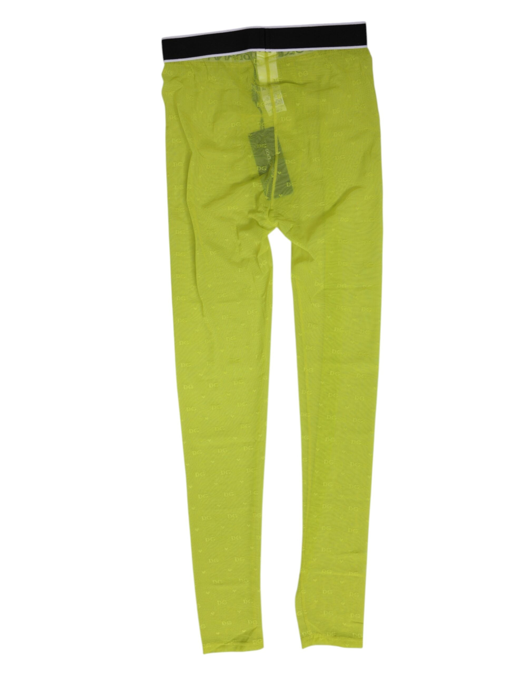 Neon Green Nylon Logo Lace Leggings Pants Underwear