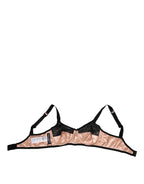 Beige Silk Heart Print Soft Cup Bra Underwear