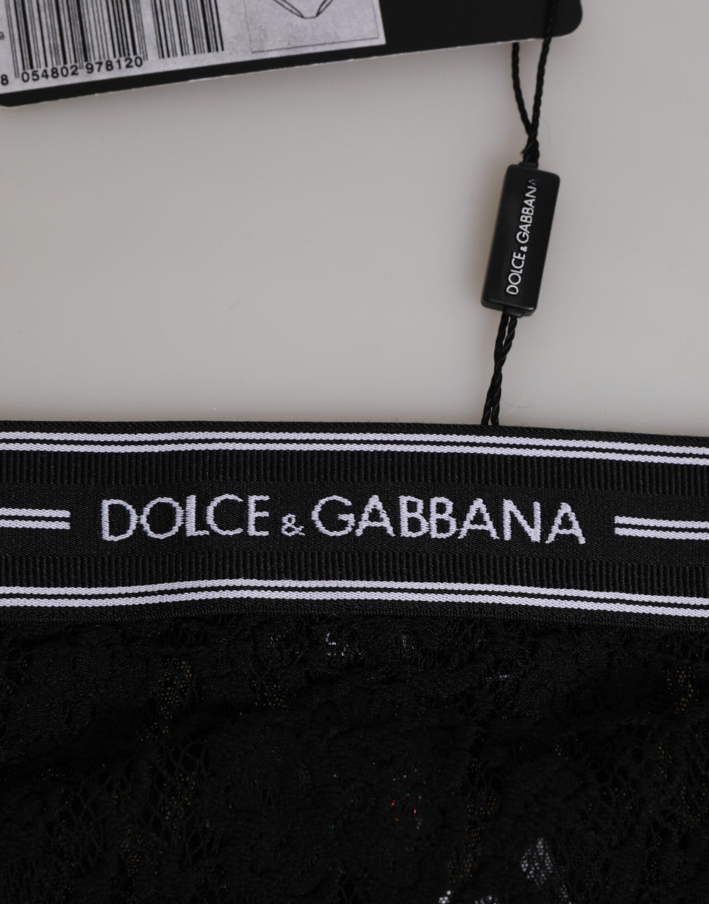 Black Lace Slip Brief Logo Waistband  Underwear