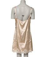 Nude Chemise Lingerie Silk Blend Lace Trim Dress