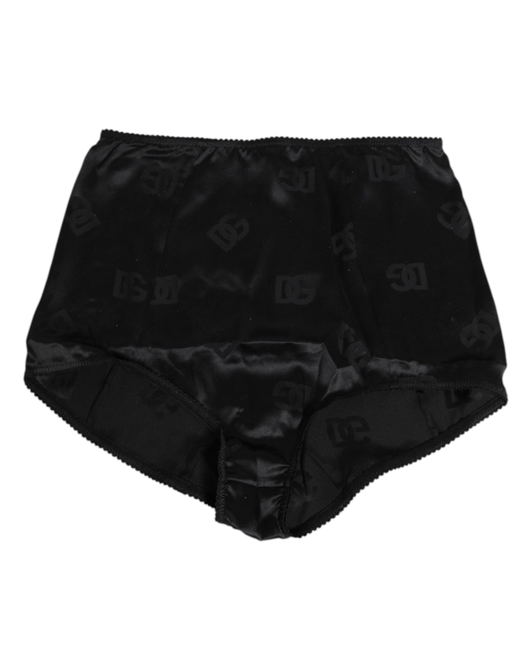 Schwarzes Seiden-Stretch-Miederhöschen mit hoher Taille