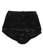 Schwarzes Seiden-Stretch-Miederhöschen mit hoher Taille