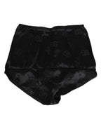 Schwarzes Seiden-Stretch-Miederhöschen mit hoher Taille