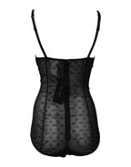 Black Nylon Stretch Bodysuit Lingerie Underwear
