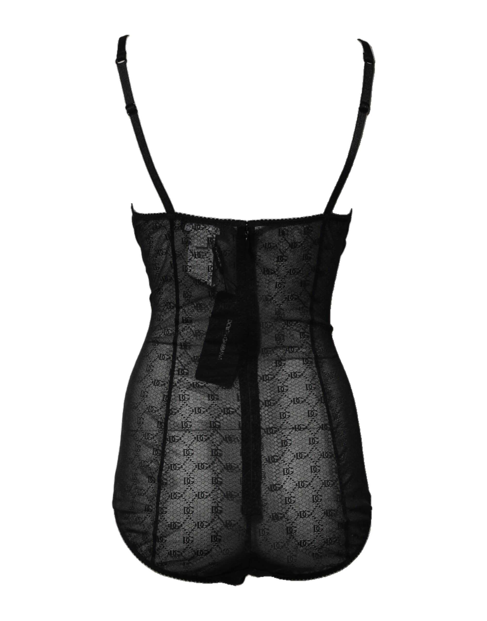 Black Nylon Stretch Bodysuit Lingerie Underwear