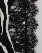 Black Silk Zebra Print Lace High Waist Underwear