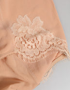 Beige Silk Stretch High Waist Girdle Underwear