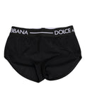 Schwarze Nylon Unterhosen mit Logo-Bund