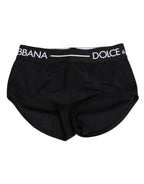 Schwarze Nylon Unterhosen mit Logo-Bund
