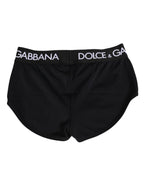 Schwarze Nylon Unterhosen mit Logo-Bund