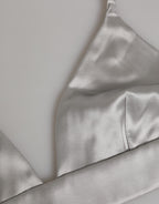 Gray Silk Satin Triangle Soft Cup Bra Underwear