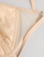 Beiger Nylon-Triangel-BH ohne Bügel Unterwäsche