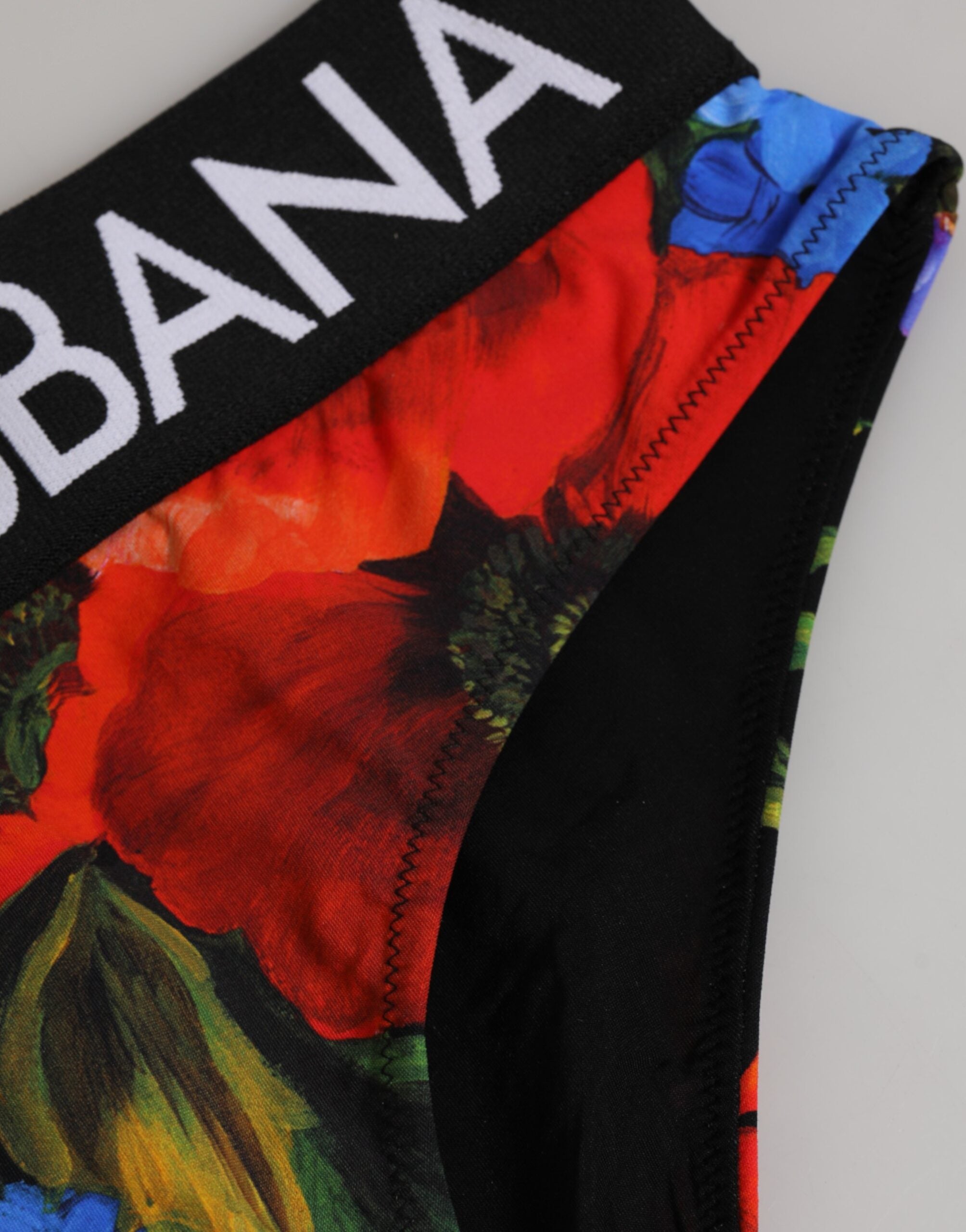 Black Floral Print High Waist Panty Underwear