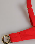 Roter Nylon-Bikini, zweiteilig, Oberteil und Unterteil
