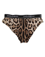 Braune Leoparden-Nylon-High-Waist-Unterhose