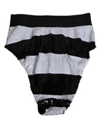 Black White Sequin High Waist Panty Underwear
