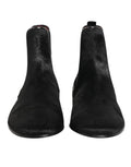 Schwarze Leder Pelz Herren CHELSEA Stiefel Schuhe