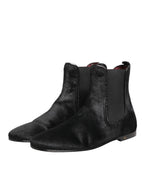 Schwarze Leder Pelz Herren CHELSEA Stiefel Schuhe