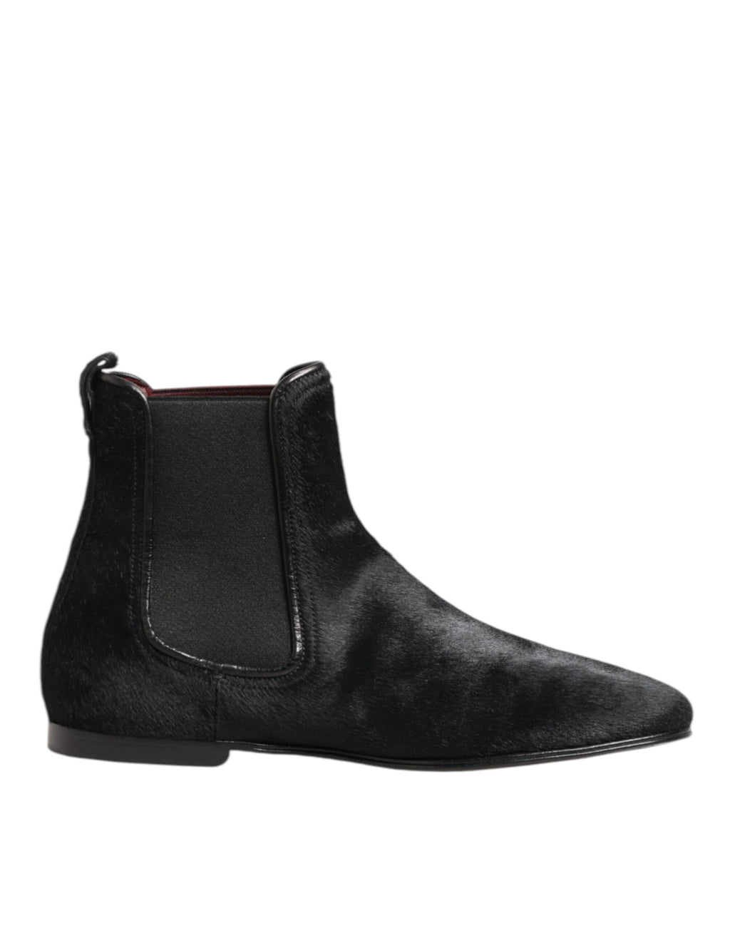Schwarze Leder Pelz Herren CHELSEA Stiefel Schuhe