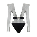 Gray Viscose One-Piece Swimsuit