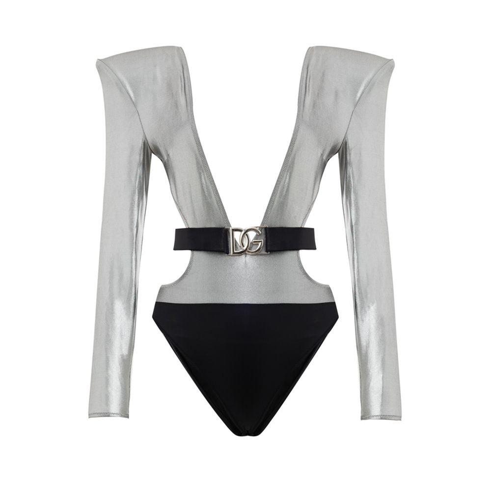 Gray Viscose One-Piece Swimsuit