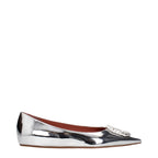Gray Leather Ballet Flats