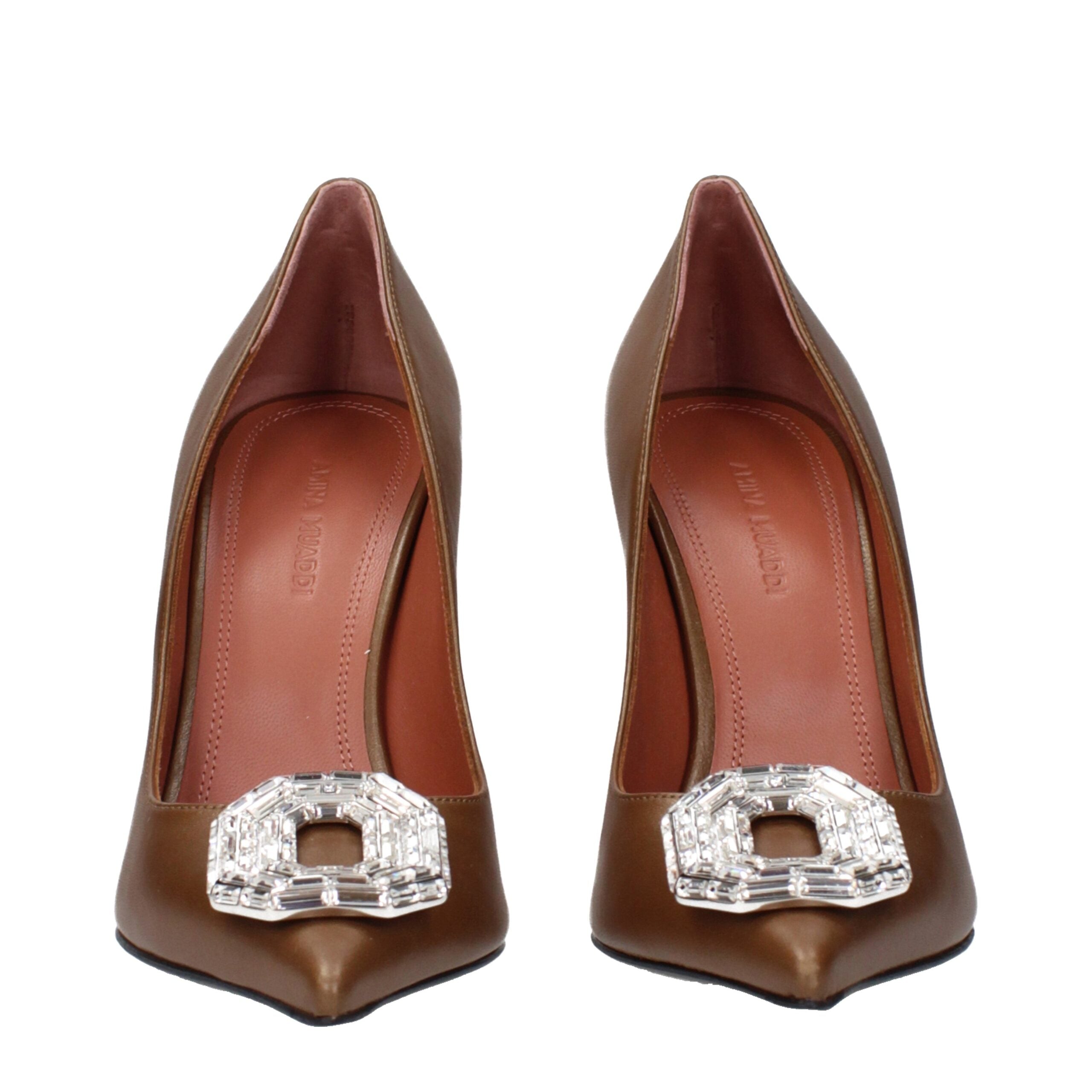 Brown Leather High Heel Pumps
