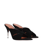Black Leather Stiletto Heel Sandals