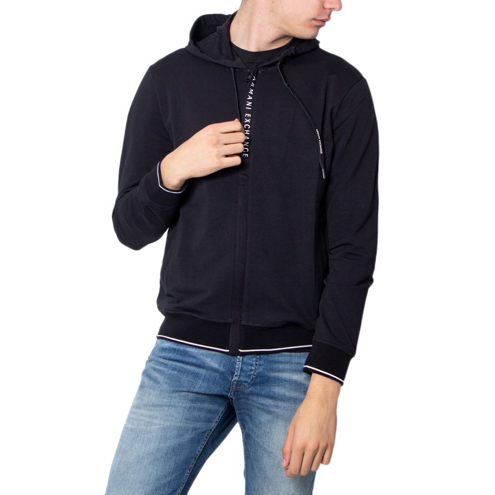 Schwarzer Kapuzenpullover aus Baumwolle