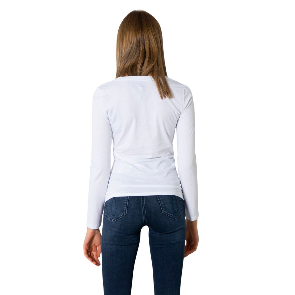 Weißes Baumwoll-Langarm-T-Shirt