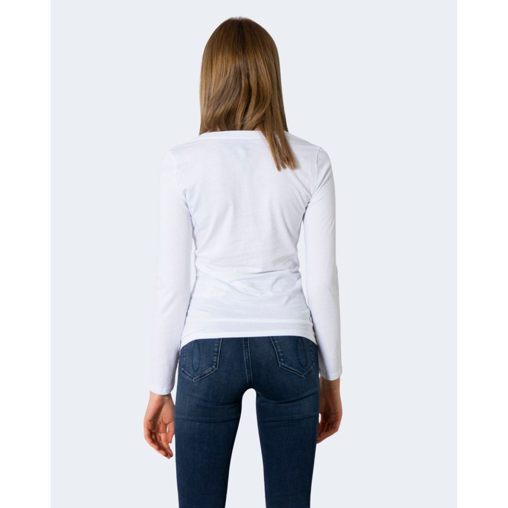 Weißes Baumwoll-Langarm-T-Shirt