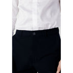 Blue Cotton Casual Pants
