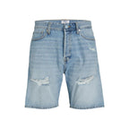Hellblaue Bermuda-Shorts aus Baumwolle