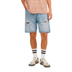 Hellblaue Bermuda-Shorts aus Baumwolle
