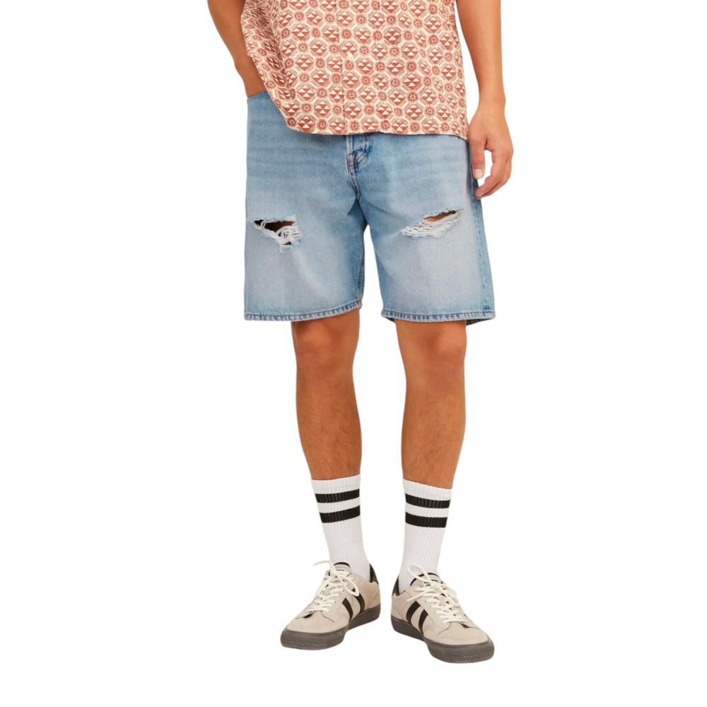 Hellblaue Bermuda-Shorts aus Baumwolle