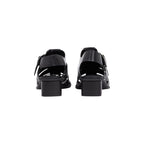 Black Polyester Flat Sandals