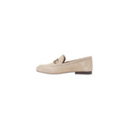 Beige Leather Platform Pumps