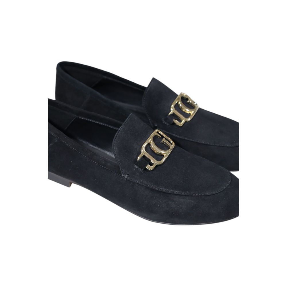 Schwarze Leder-Plateaupumps