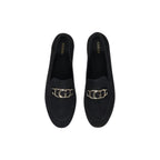Schwarze Leder-Plateaupumps