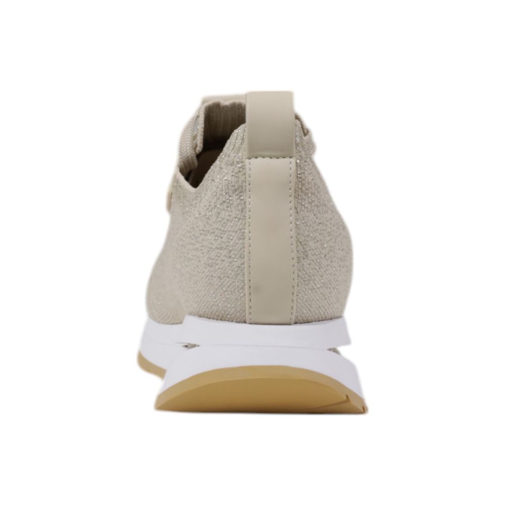 Beigefarbene Polyester-Low-Top-Sneaker
