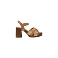 Beige Plateau-Sandalen aus Leder