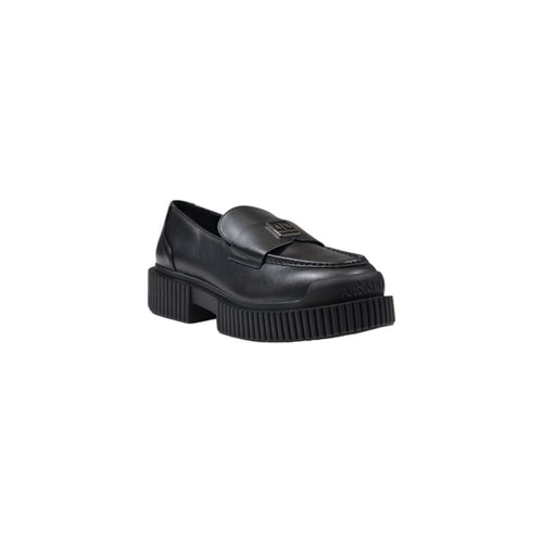 Schwarze Plateaupumps aus Leder