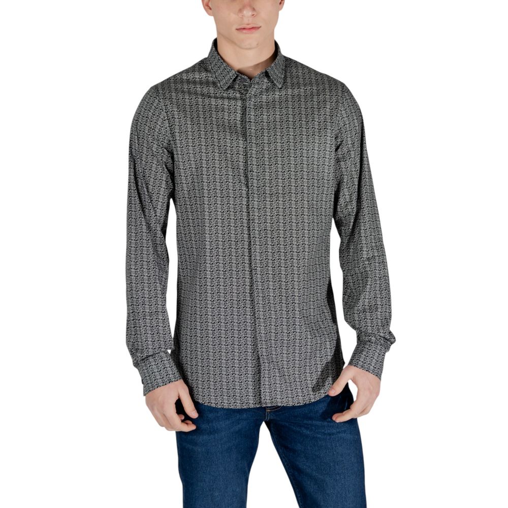 Black Cotton Patterned Shirt