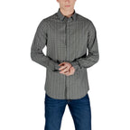 Black Cotton Patterned Shirt