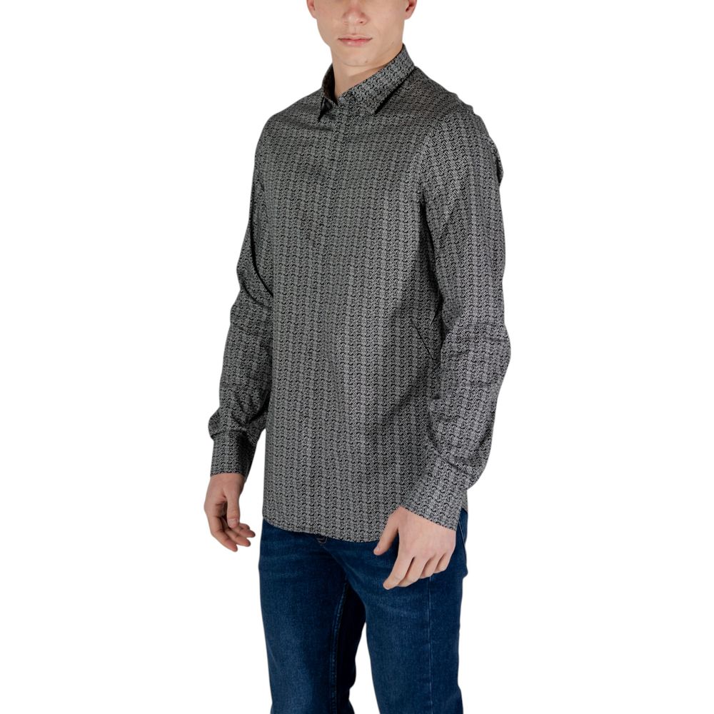 Black Cotton Patterned Shirt