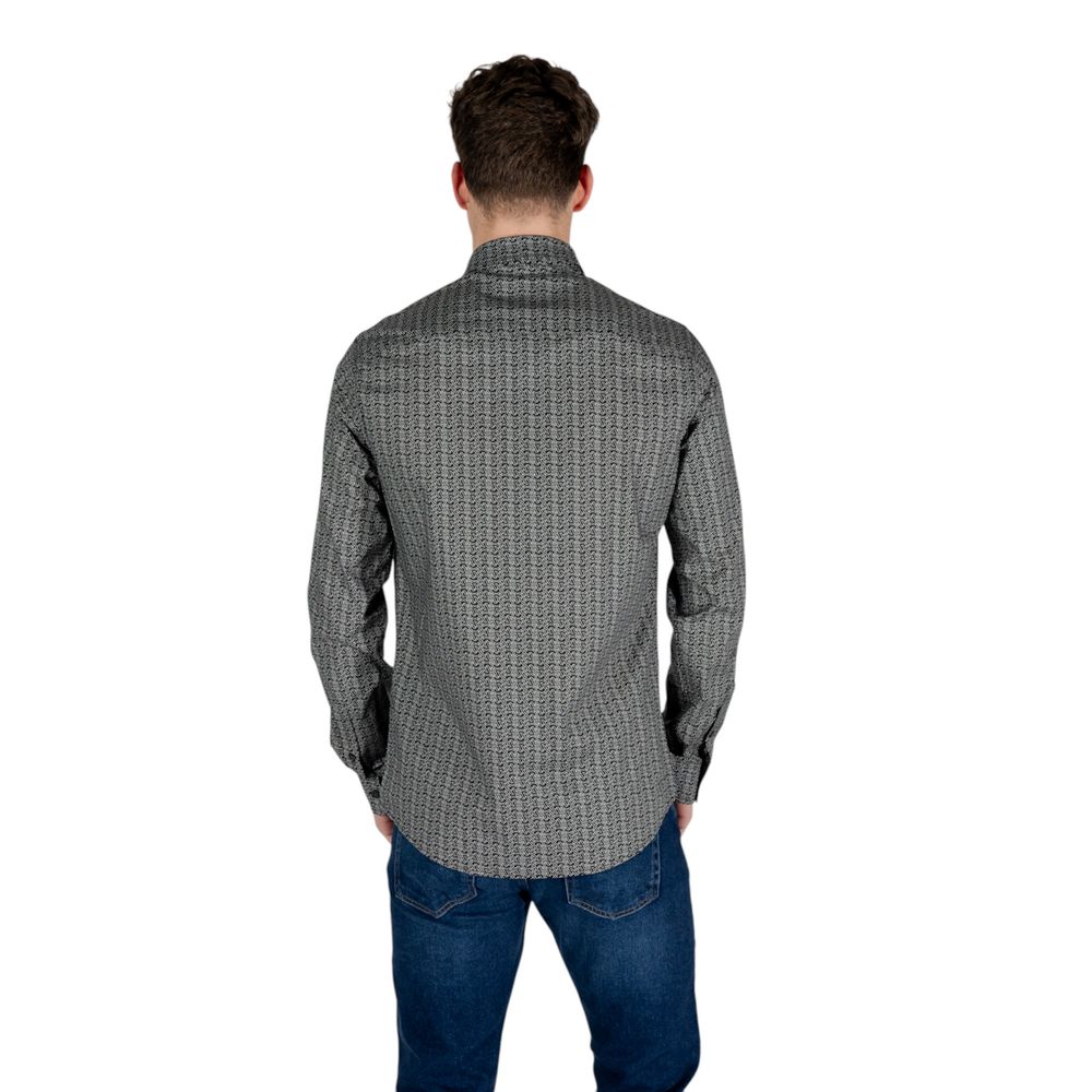 Black Cotton Patterned Shirt