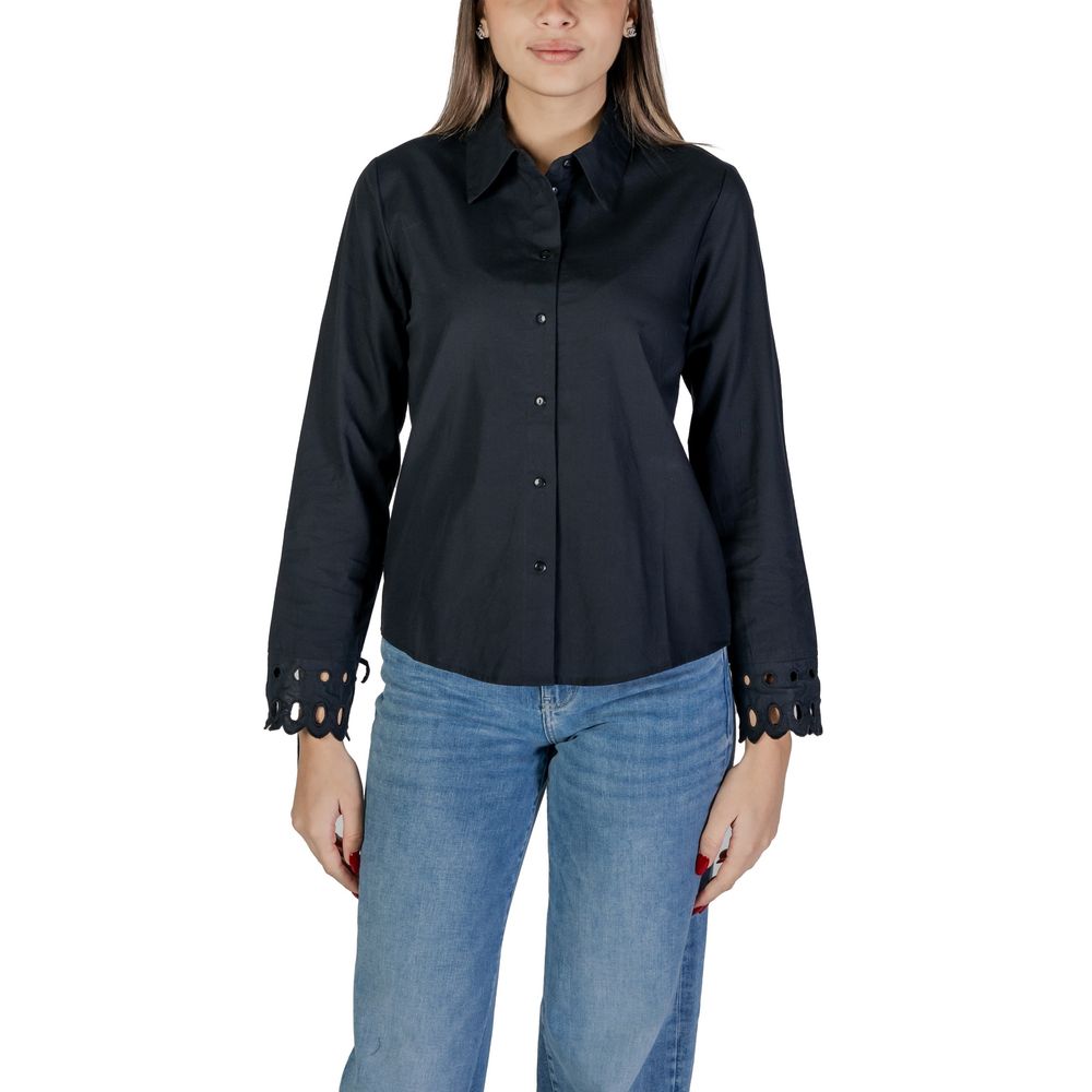 Schwarze Baumwollbluse